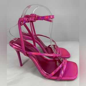 Call it Spring | Women’s 7 Pink Metallic Strappy Stiletto Heels